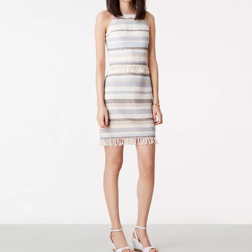 NWT Tory Burch Jane Striped Fringe Trim Dress - Picture 2 of 8